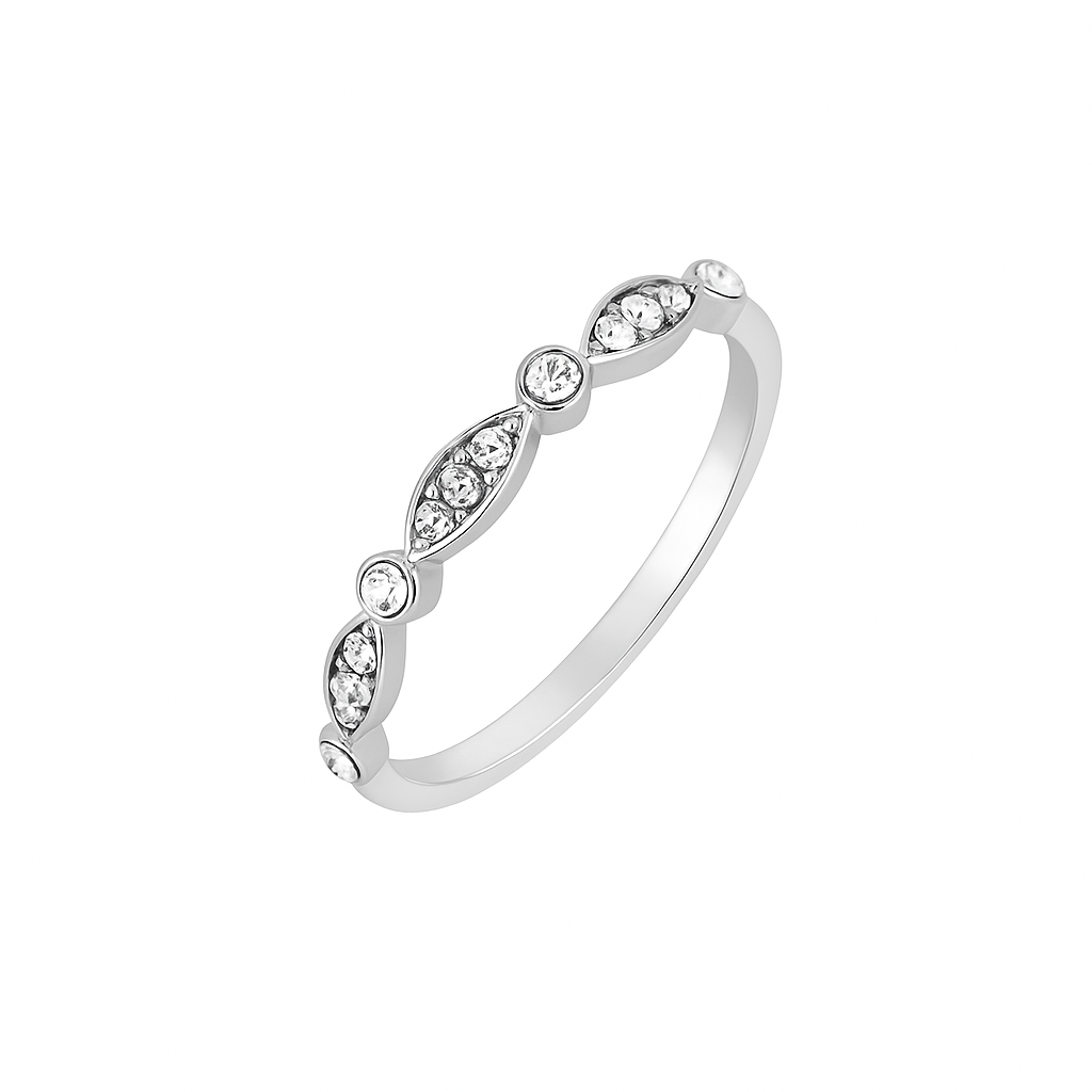 4-Piece Silver CZ Ring For Women Combo Set