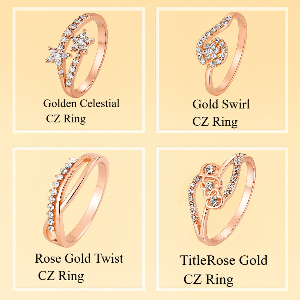 Women’s CZ Combo Rings – 4 Set