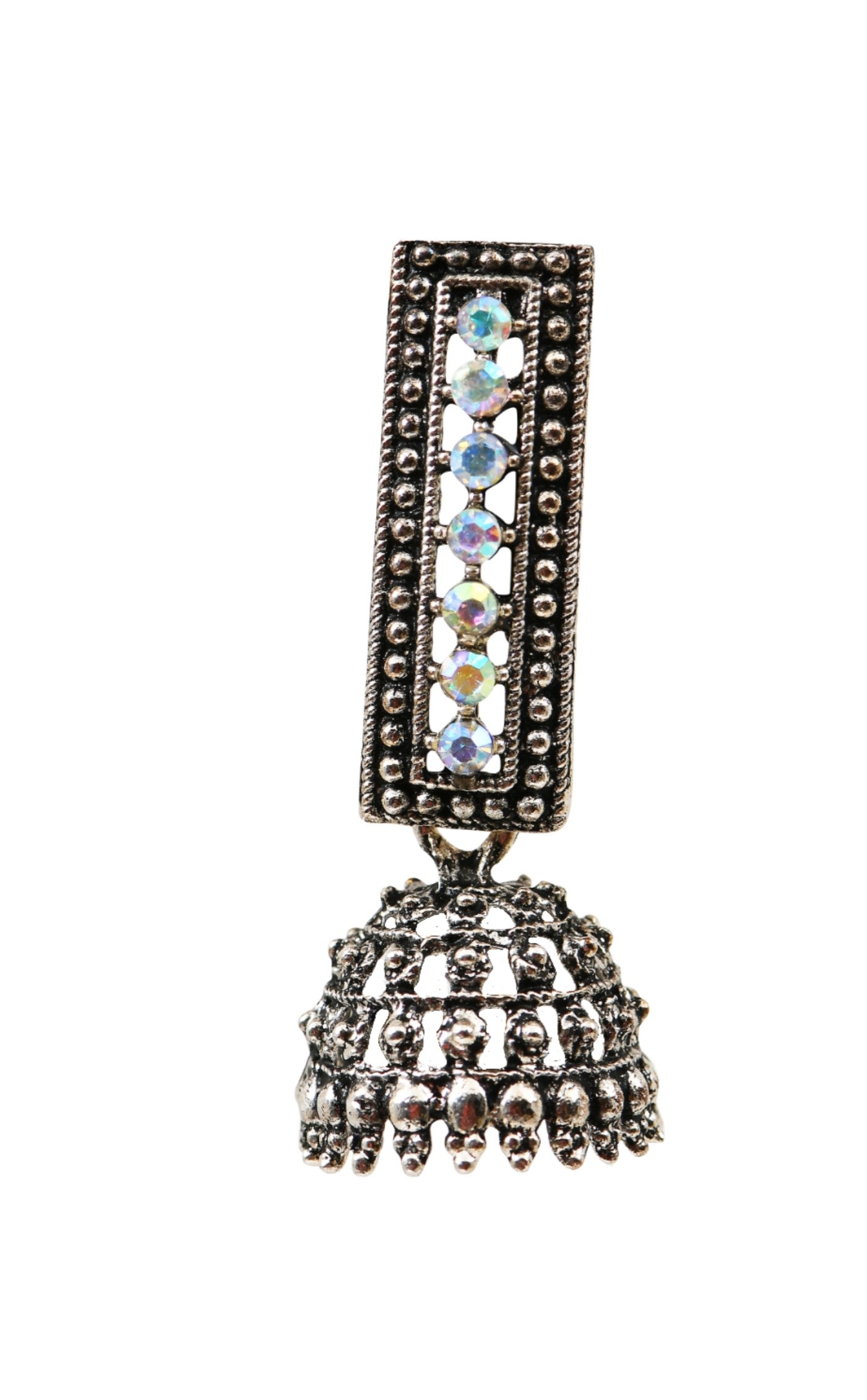 Oxidised Mirror Jhumka Earrings