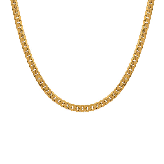 Men Gold Flat Curb Chain – 22 Inch