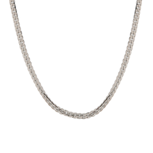 Men Silver Flat Curb Chain – 22 Inch