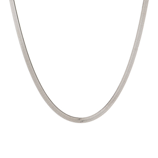 Men Silver Flat Snake Chain – 22 Inch