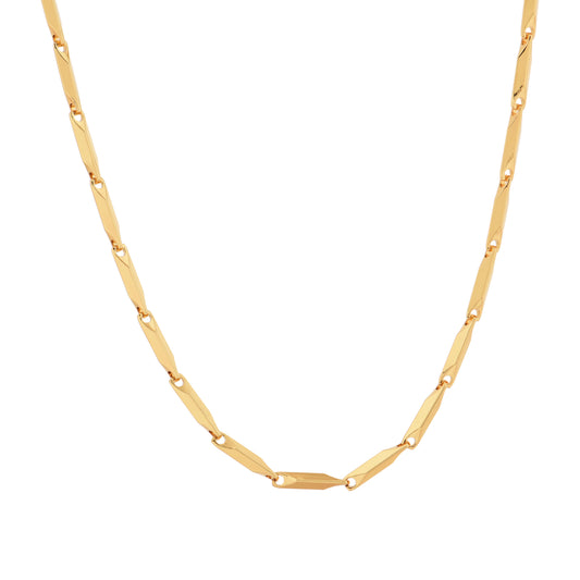 Men Gold Bar Link Chain – 22 Inch