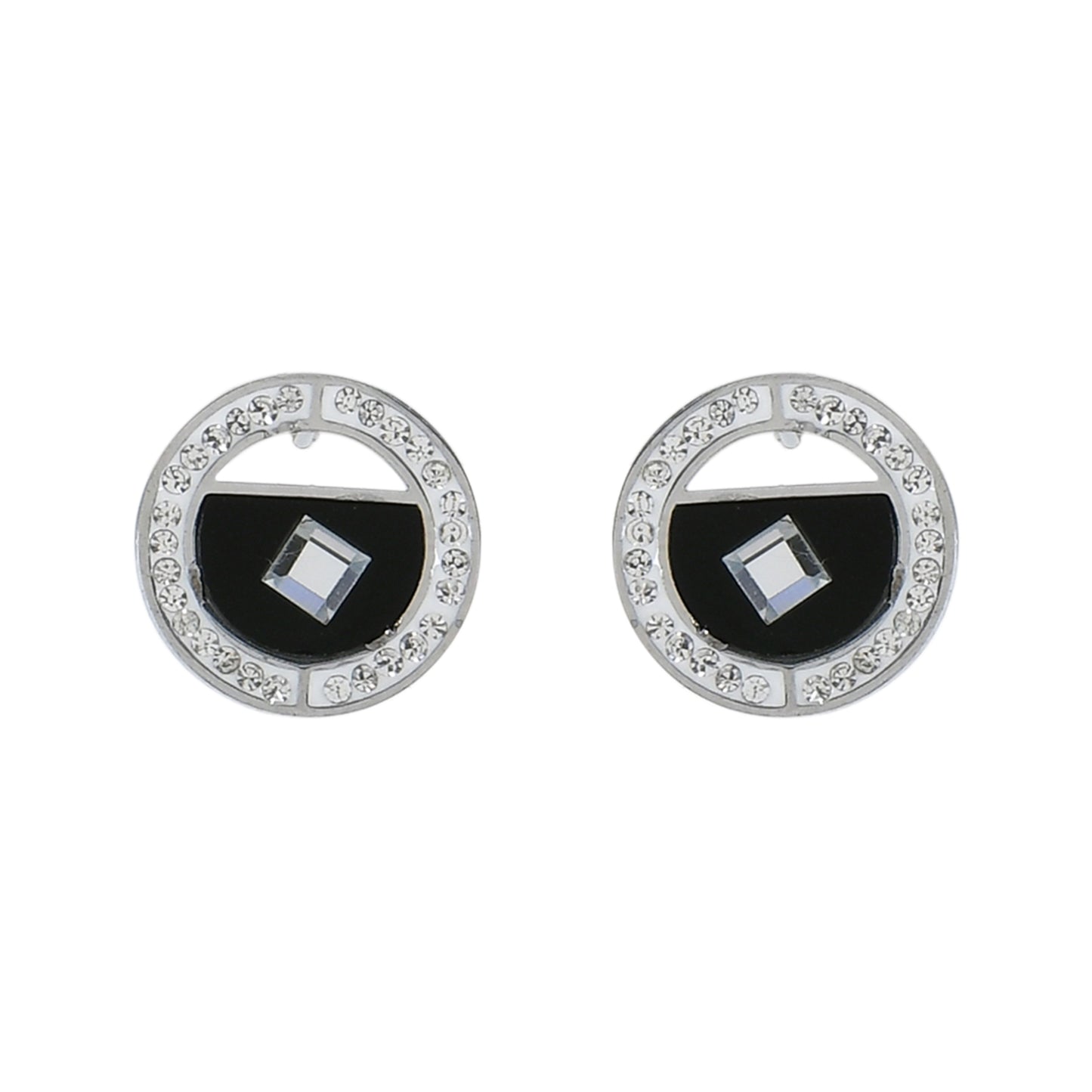 Silver Geometric Crystal Studs