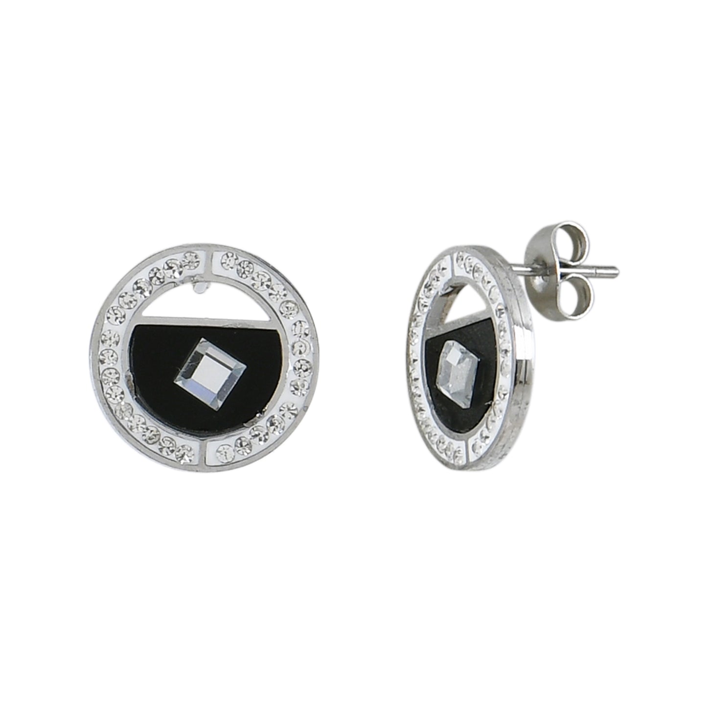 Silver Geometric Crystal Studs