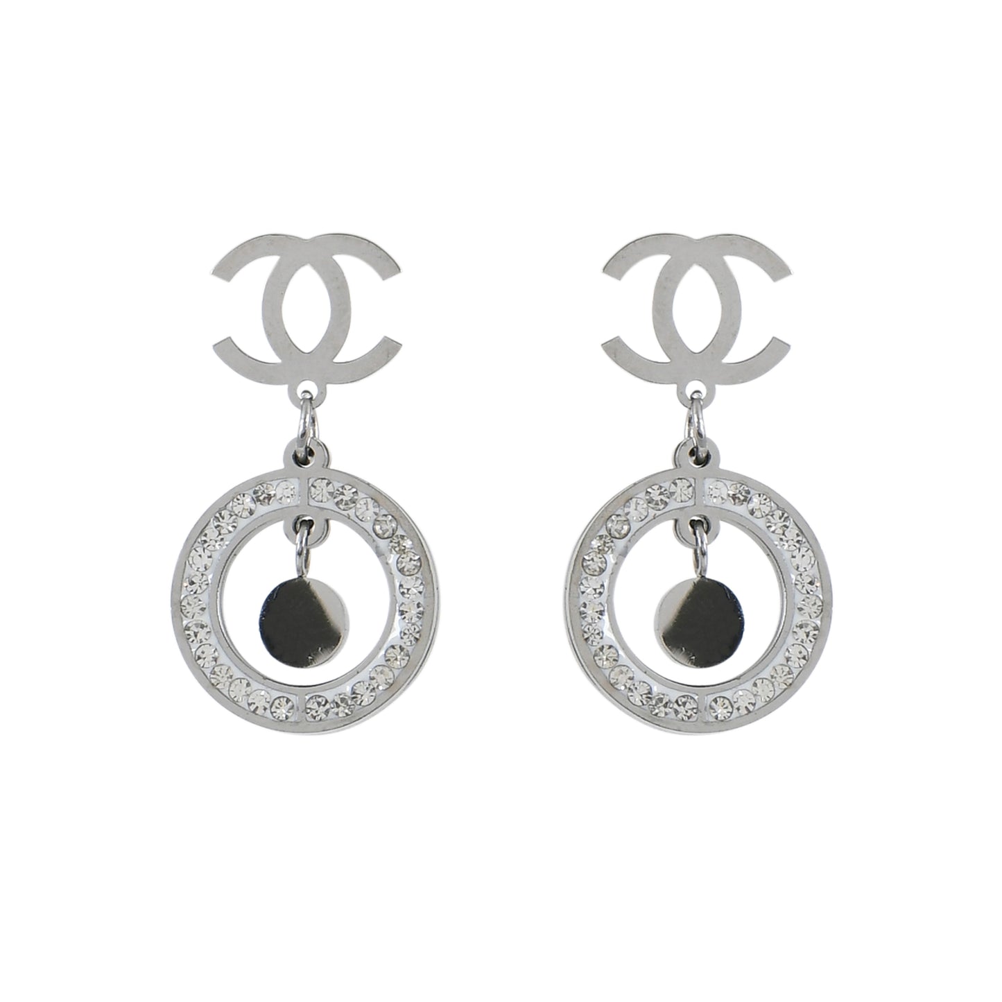 Silver Crystal Drop Earrings