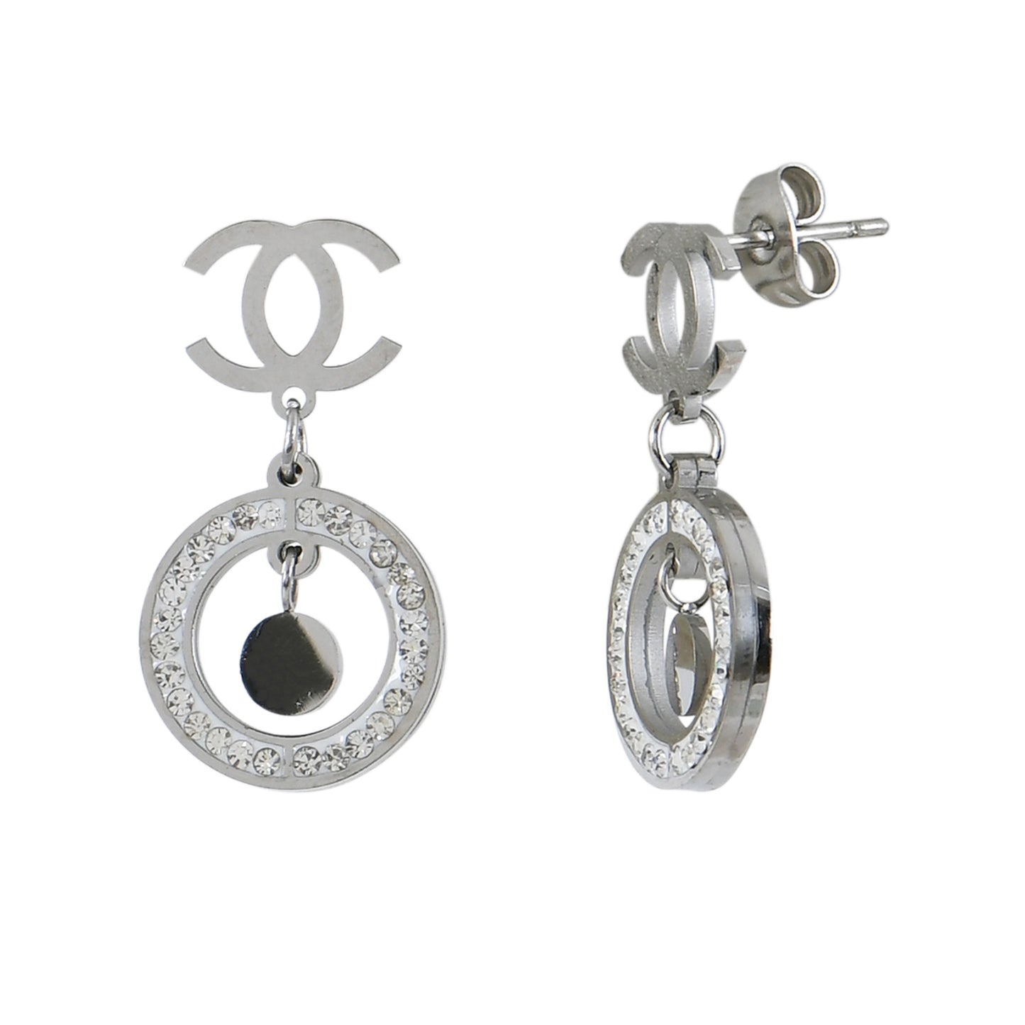 Silver Crystal Drop Earrings
