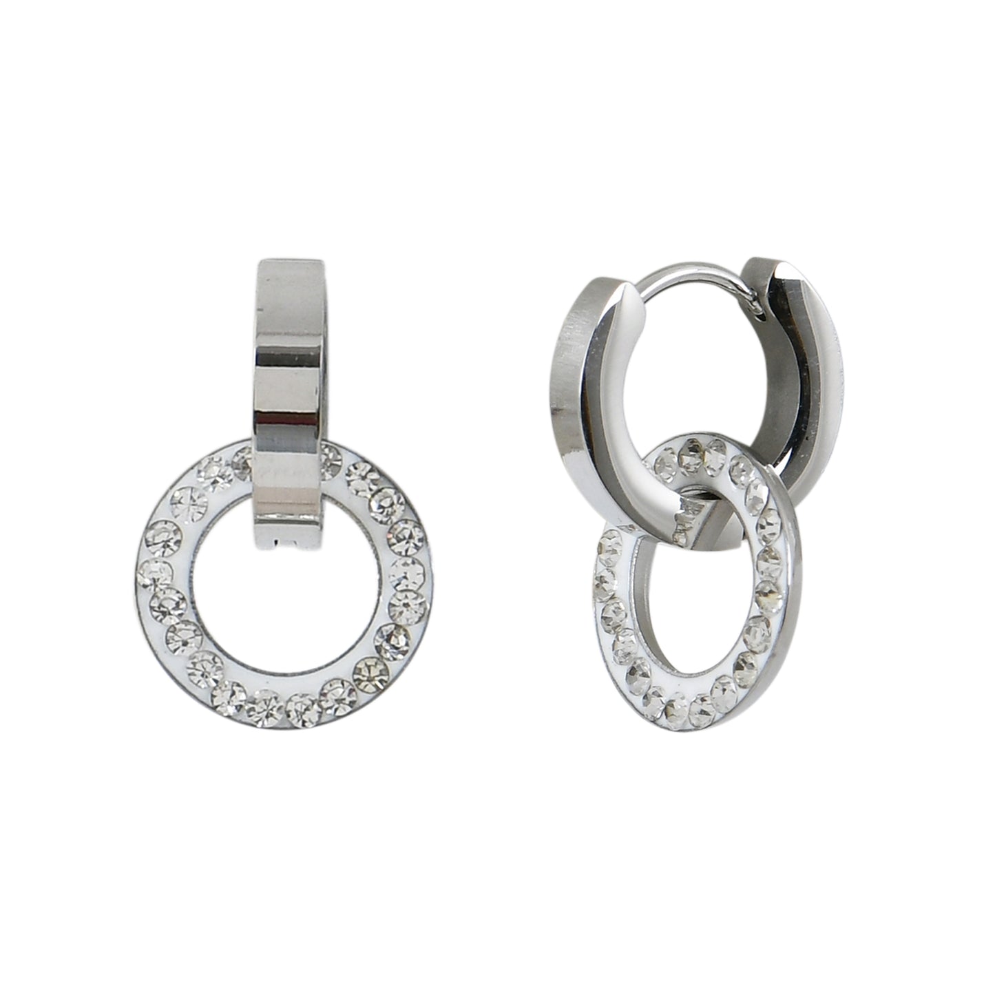 Silver Geometric Drop Earrings