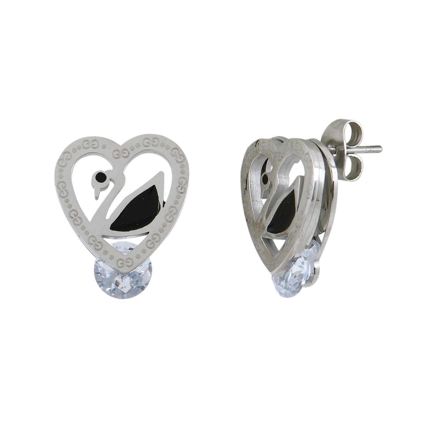 Silver Swan Stud Earrings