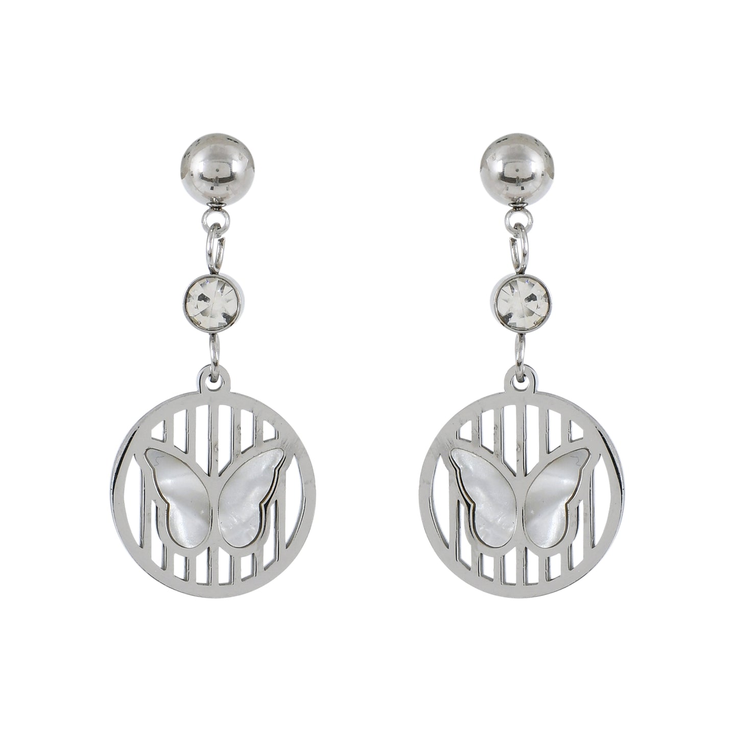 Silver Butterfly Drop Earrings