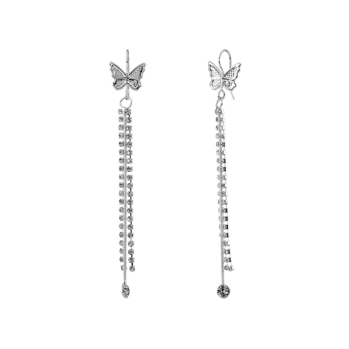 Silver Butterfly Drop Earrings