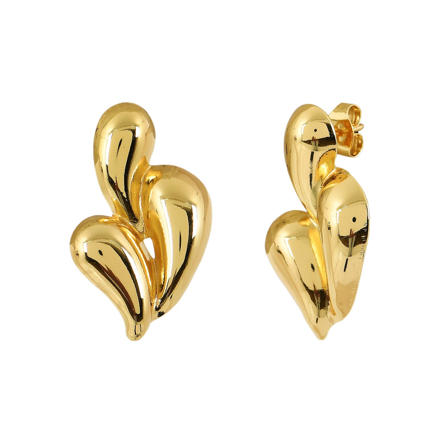 Gold Abstract Art Studs For Women