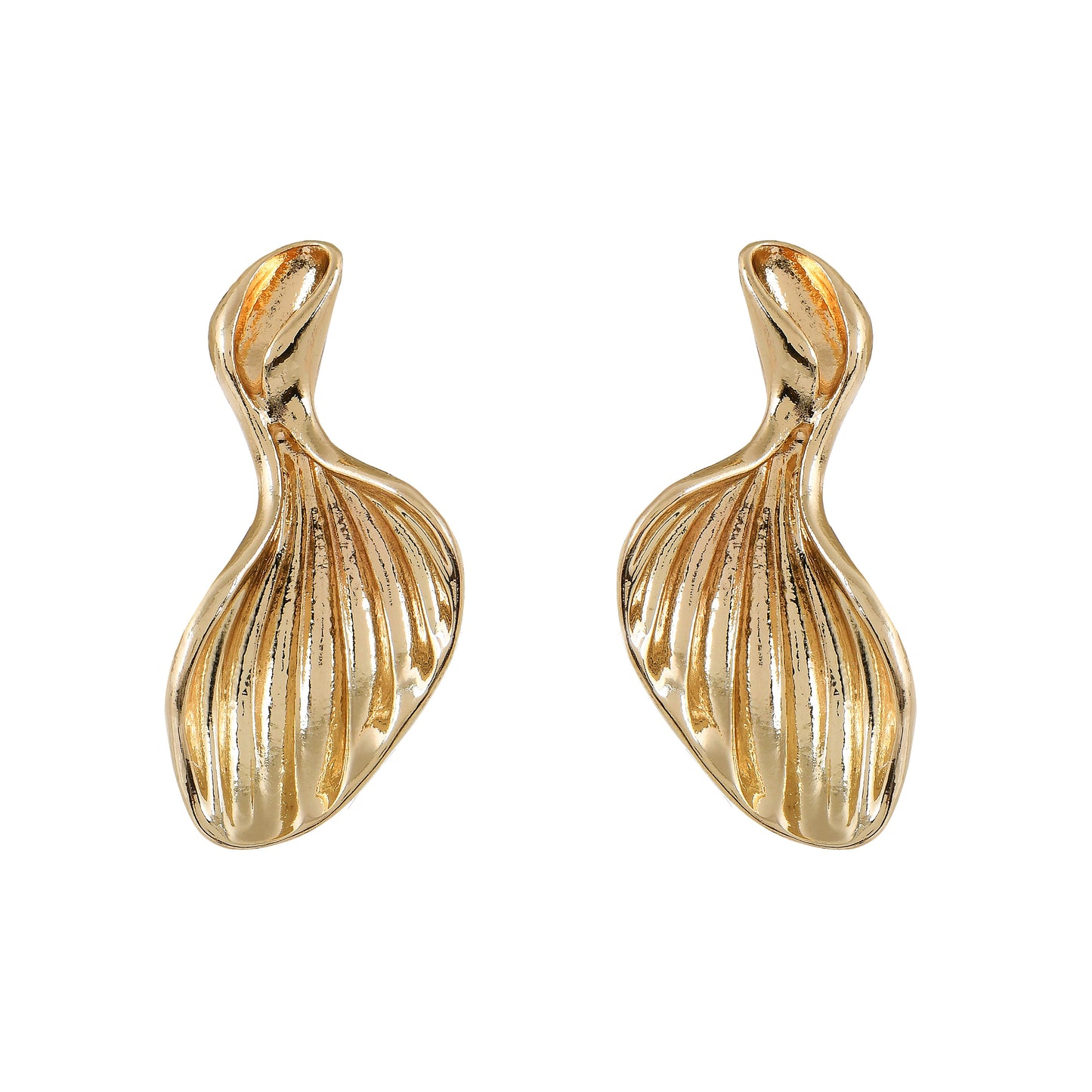 Gold Petal Shell Studs