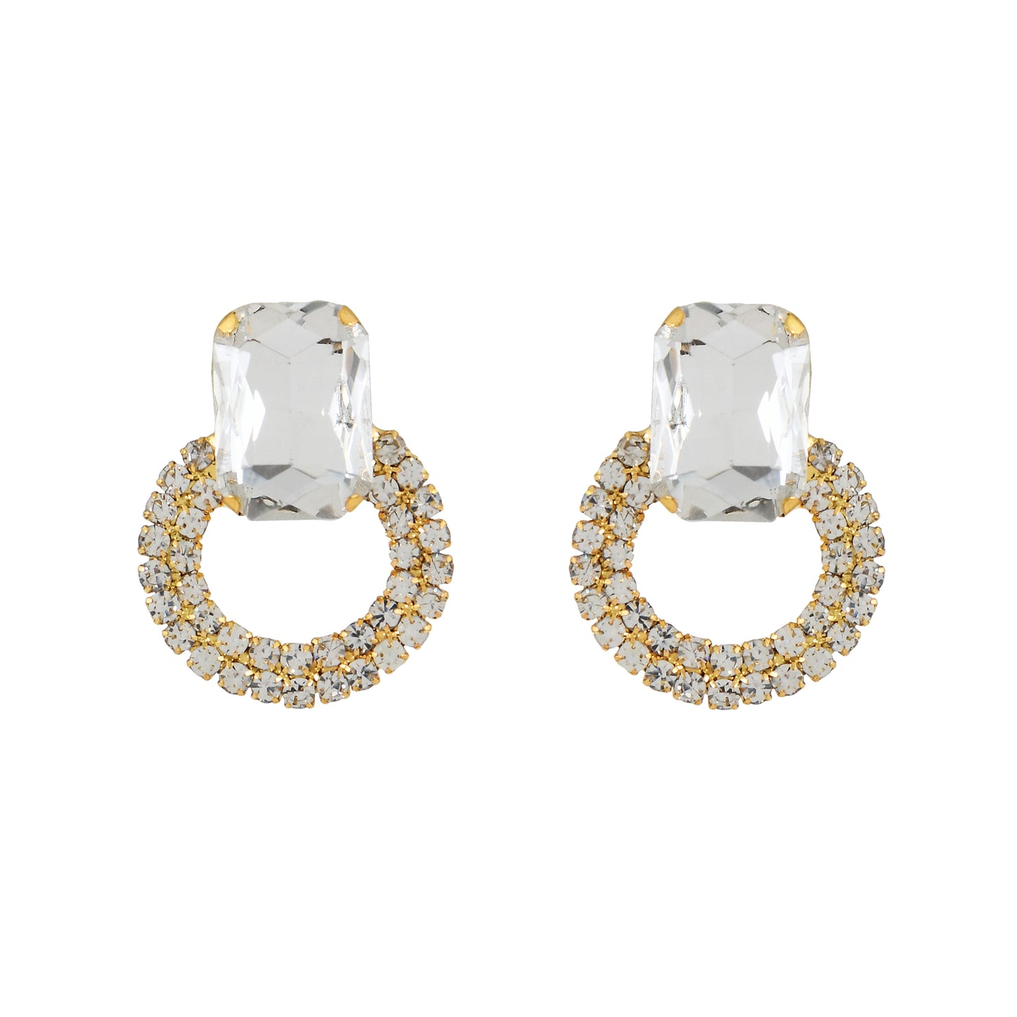 Gold Crystal Hoop Studs