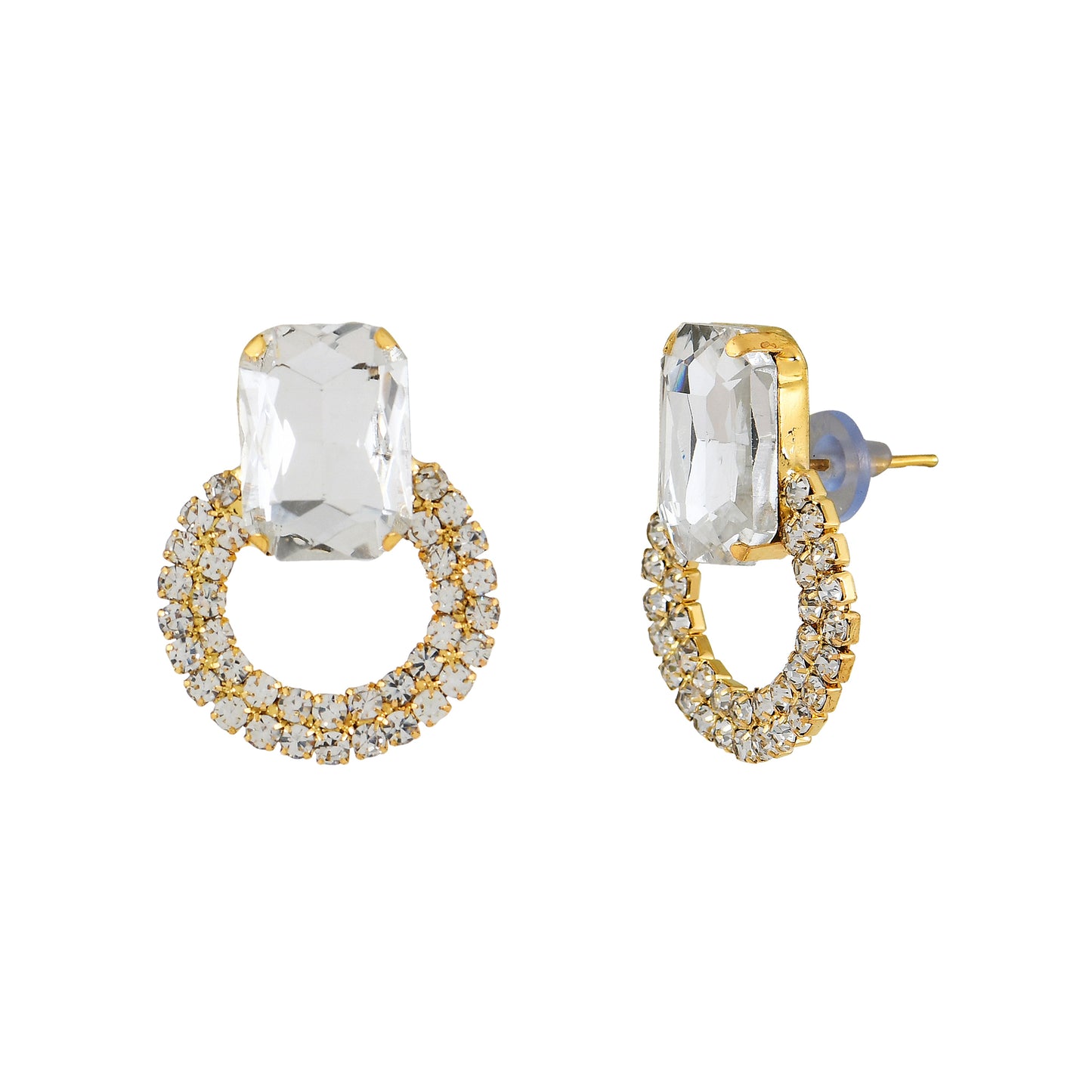 Gold Crystal Hoop Studs