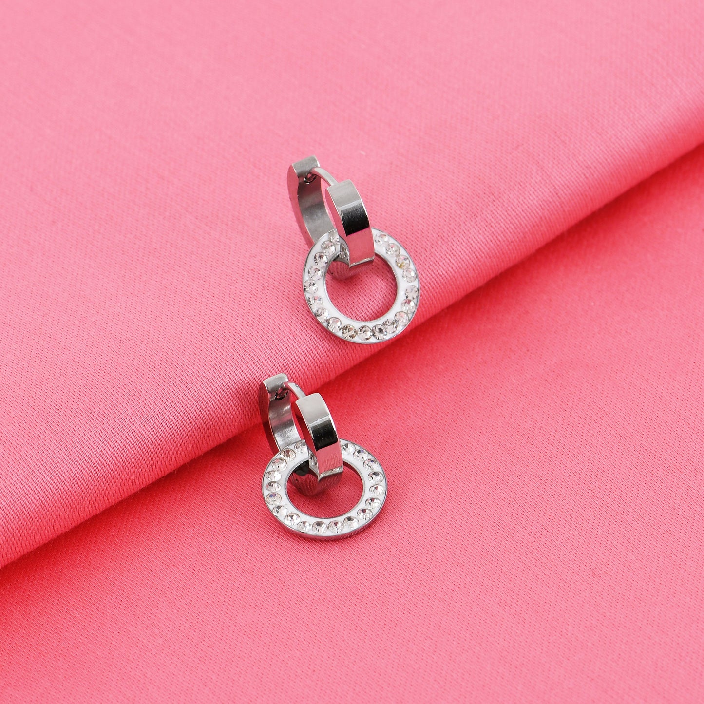 Silver Geometric Drop Earrings