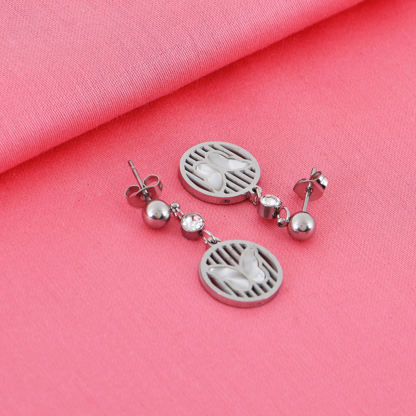 Silver Butterfly Drop Earrings