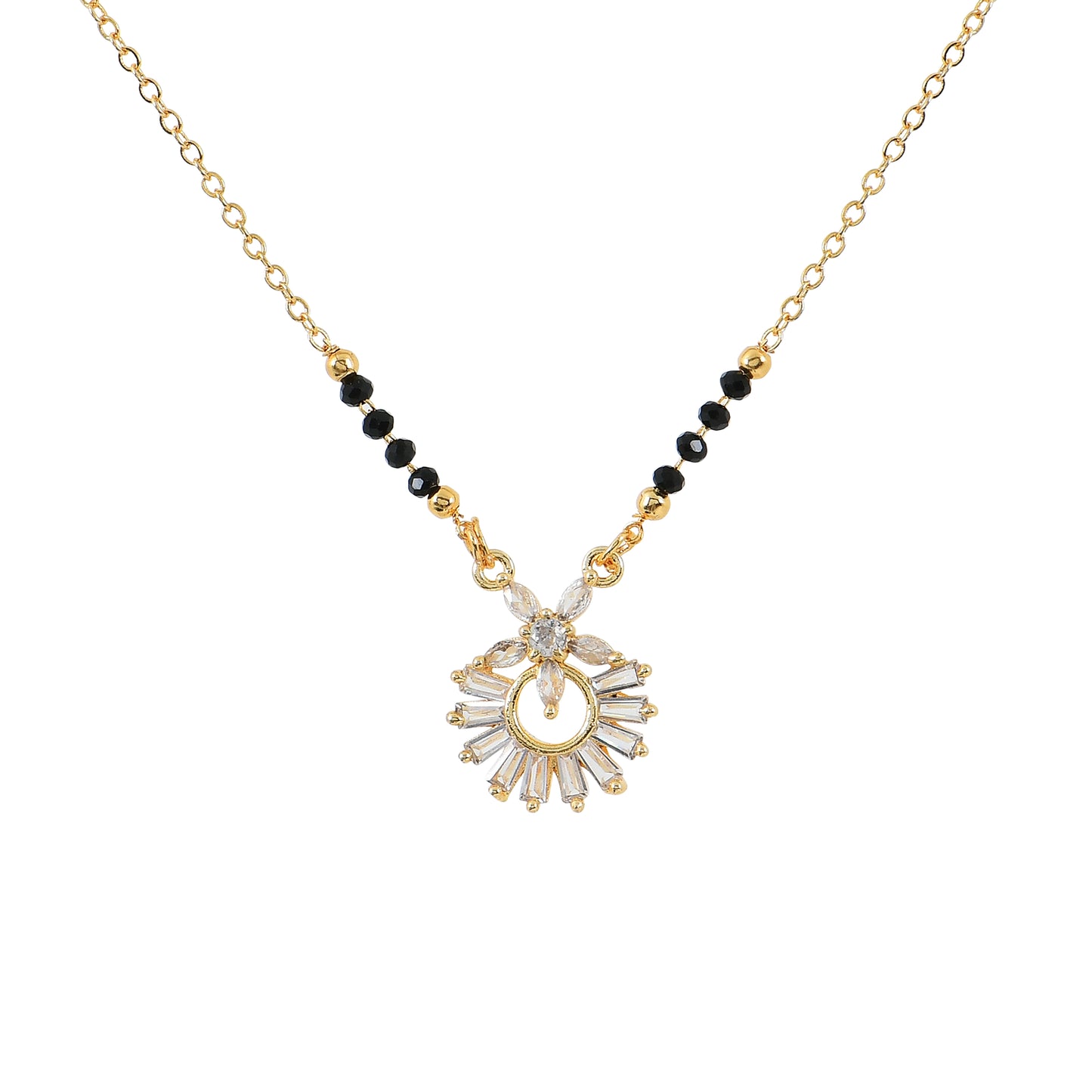 Gold Sunburst CZ Mangalsutra For Women