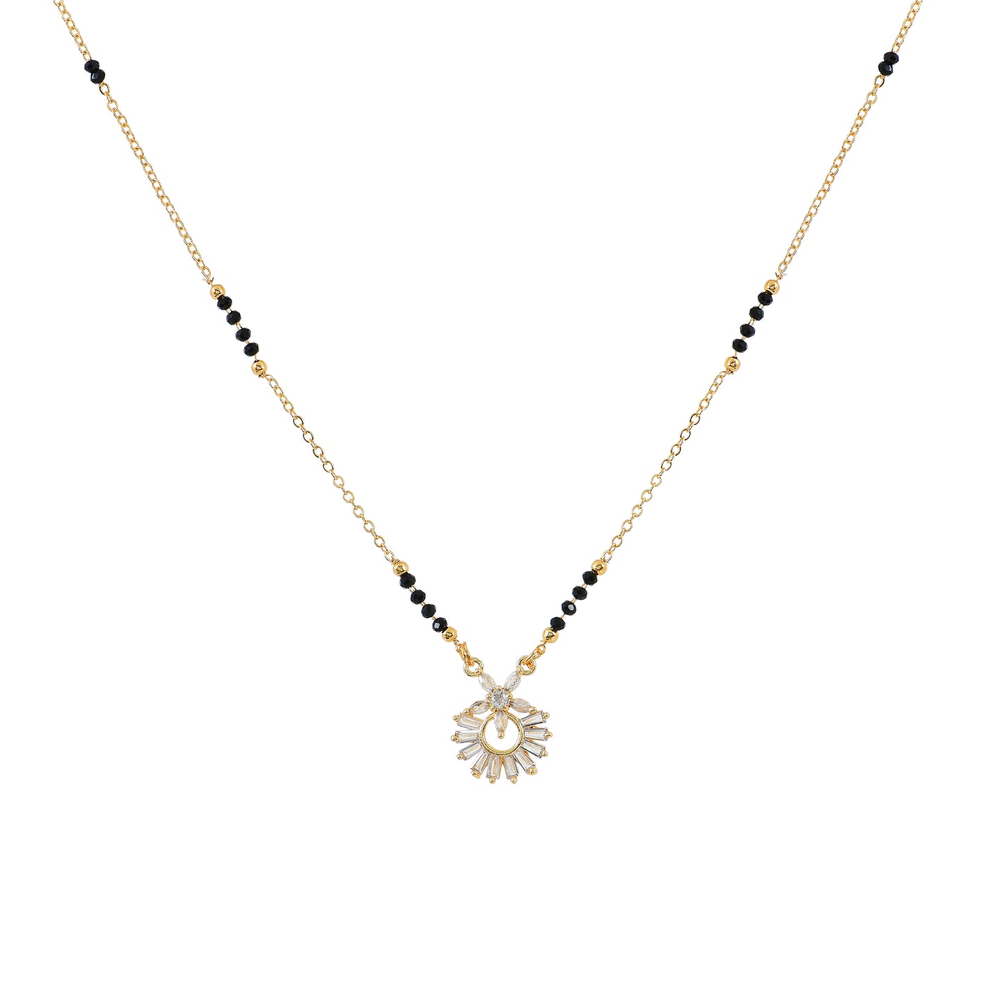Gold Sunburst CZ Mangalsutra For Women