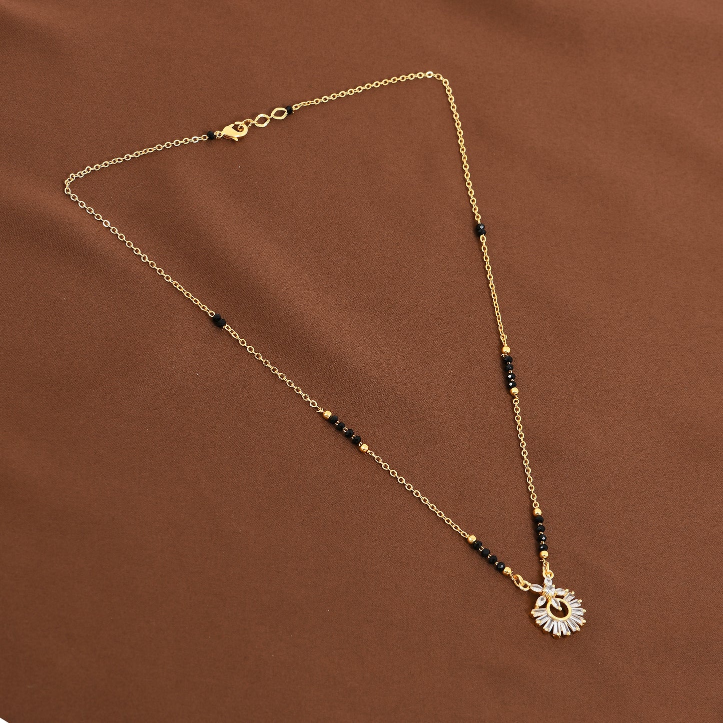 Gold Sunburst CZ Mangalsutra For Women