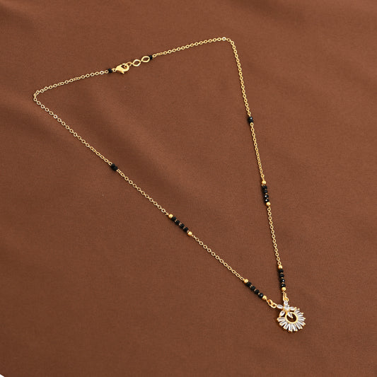 Gold Sunburst CZ Mangalsutra For Women