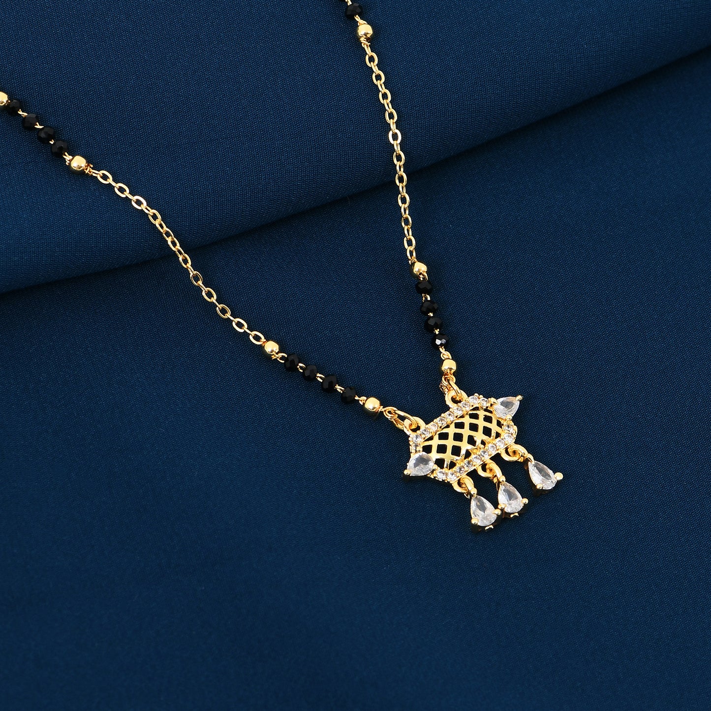 Gold CZ Charm Mangalsutra