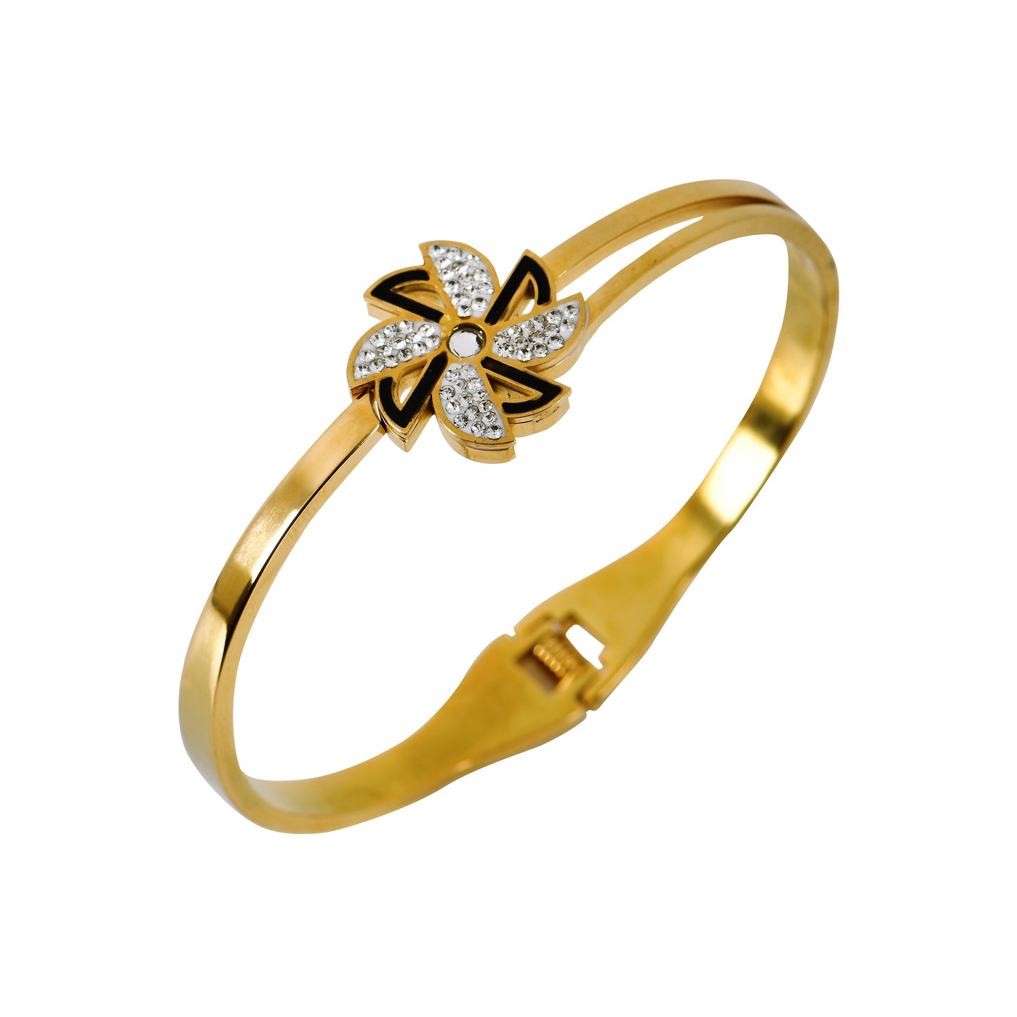 Golden Screw Bracelet with Stones