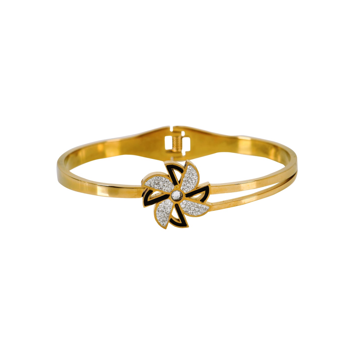 Golden Screw Bracelet with Stones