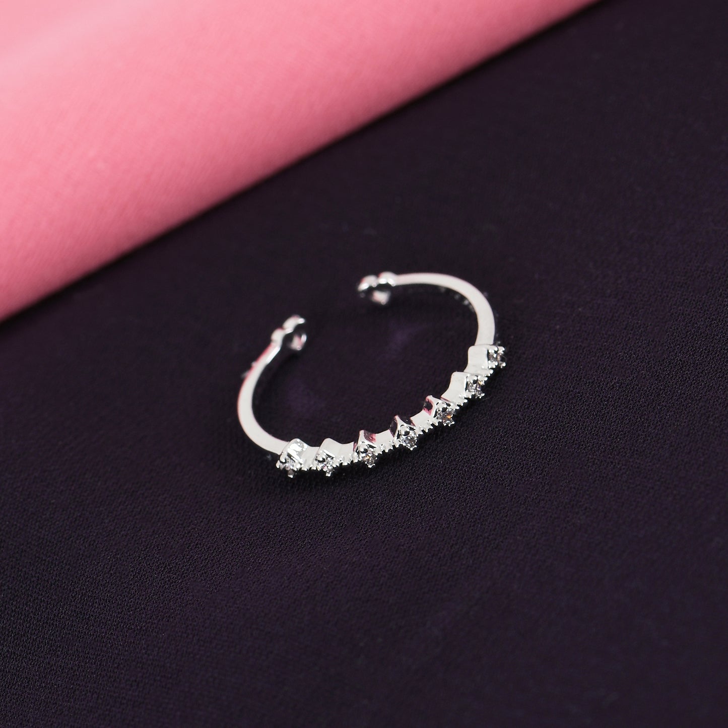 Chevron Band Silver Ring For Women