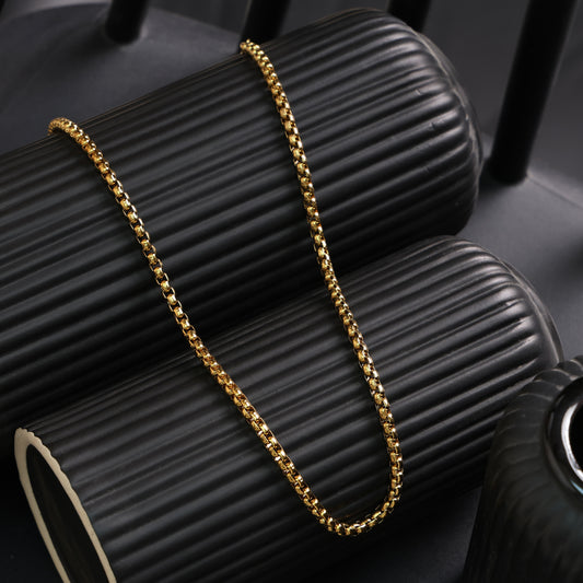 Men Gold Box Chain - 22 Inch