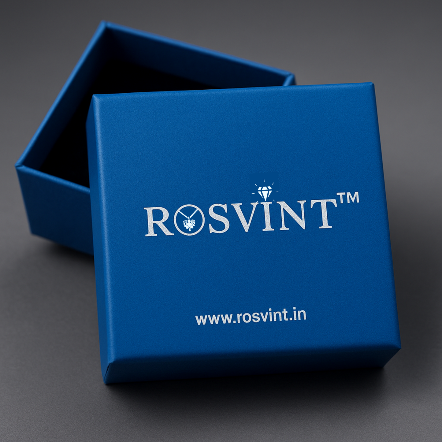 Blue box with ROSVINT logo and website on a dark background