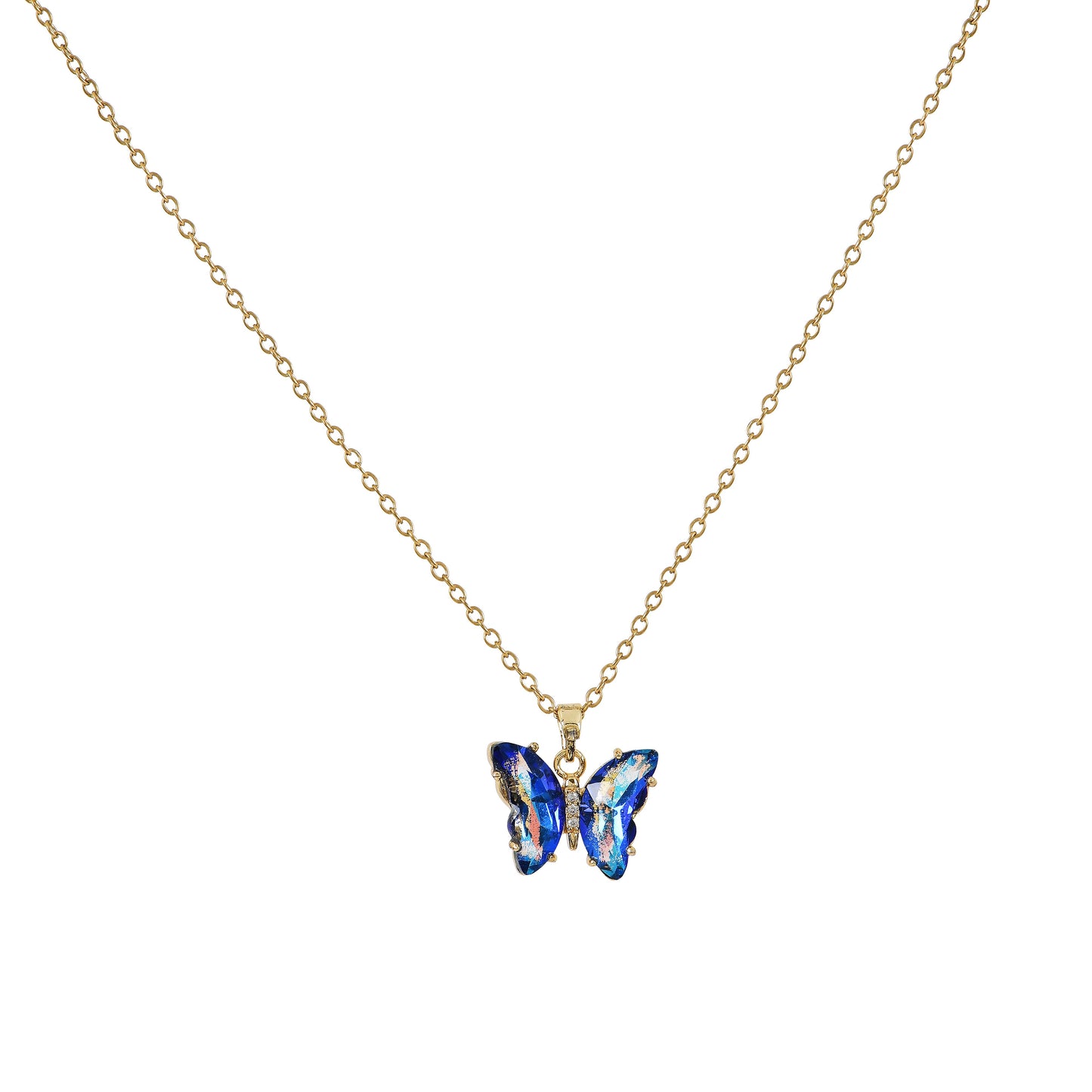Blue Crystal Gold Butterfly Necklace for Women – elegant butterfly necklace perfect for daily or party wear