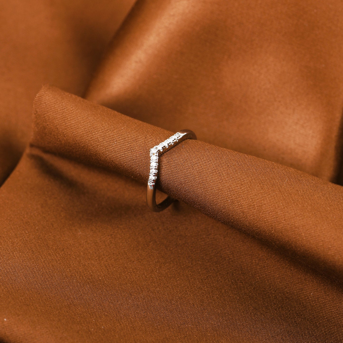 Chevron Zircon Silver Ring for Women with a unique and stylish ring design for everyday wear
