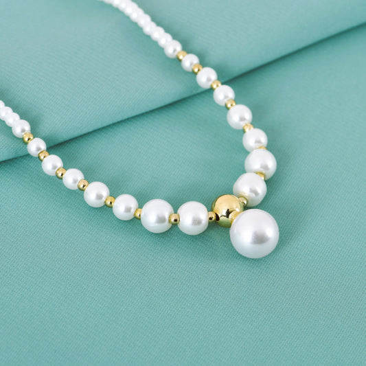 Gold Bead & Pearl Necklace for Women – one of the most trendy women's necklaces with timeless elegance