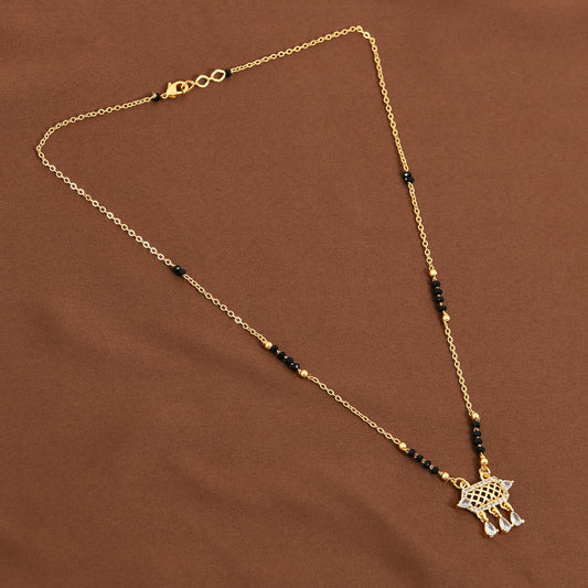 Gold CZ Charm Mangalsutra For Women crafted in simple mangalsutra designs for modern daily wear
