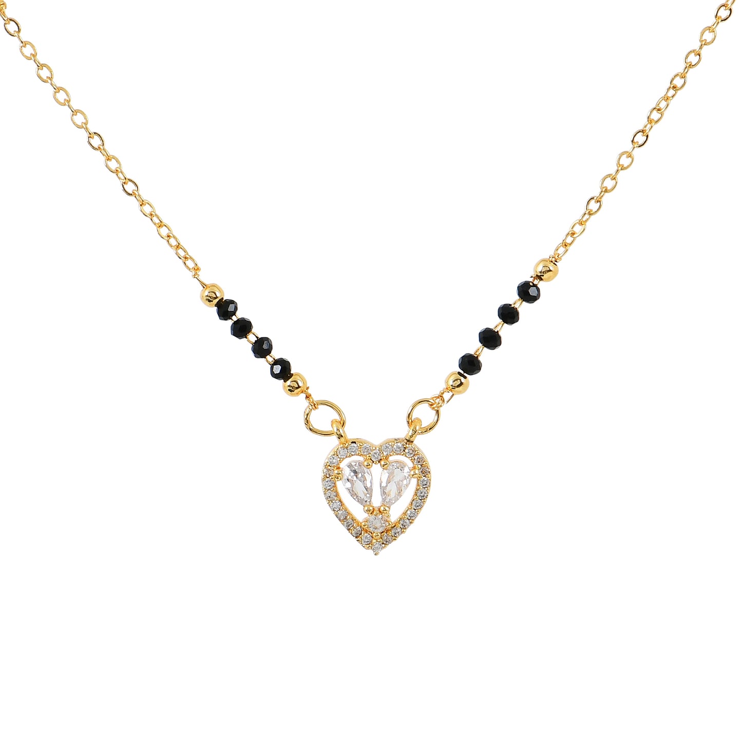 Gold Heart Mangalsutra for Women – traditional and stylish black beads mangalsutra