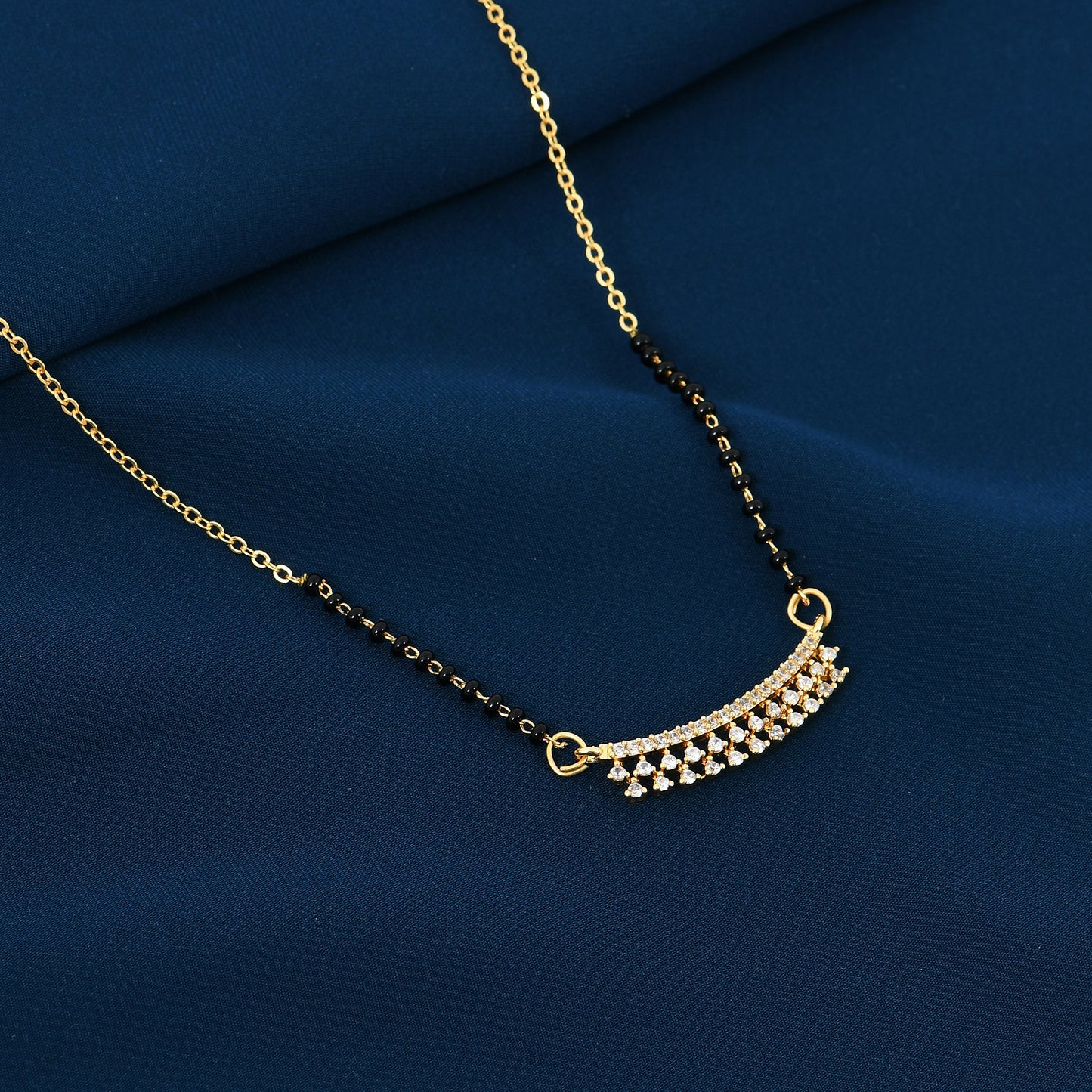 Gold Minimal CZ Modern Mangalsutra Design – chic and minimalistic jewelry style