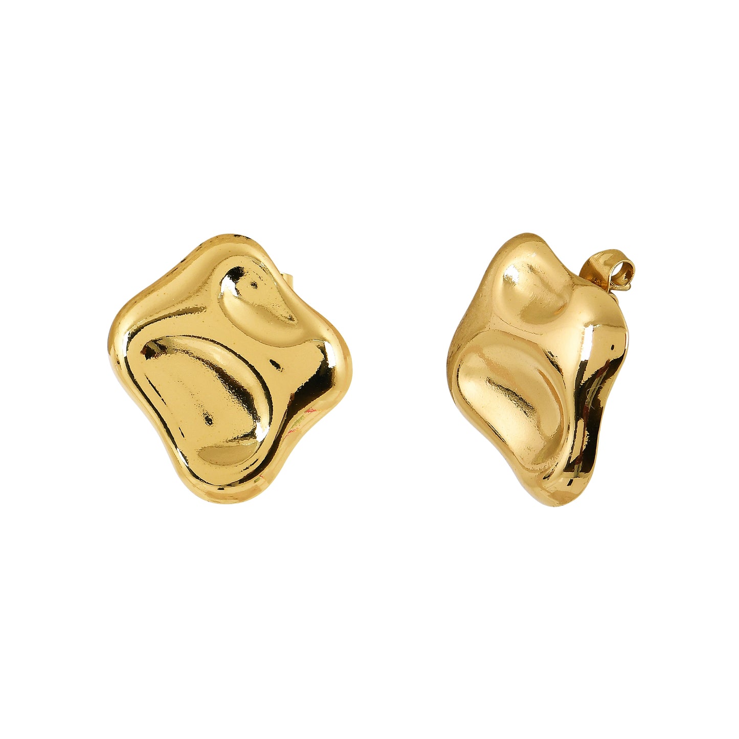 Gold Molten Stud Earrings For Women – premium gold stud earrings with a shiny, polished finish