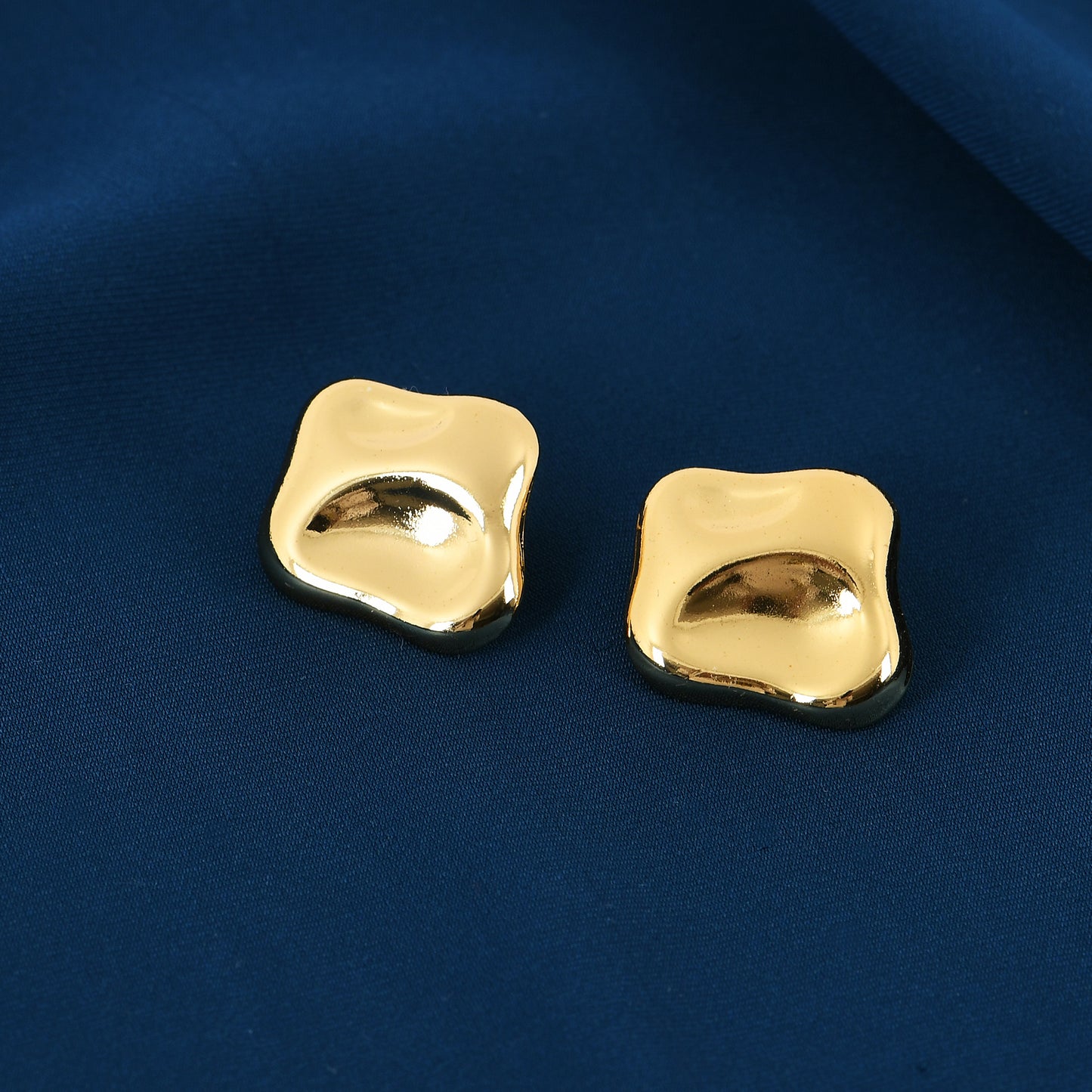 Gold Molten Stud Earrings For Women – minimalist and stylish gold-toned studs for women