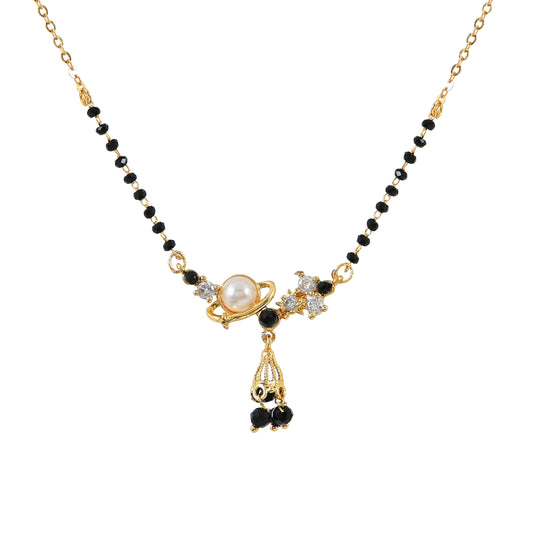 Gold Pearl Floral Mangalsutra For Women – premium floral diamond mangalsutra with timeless style
