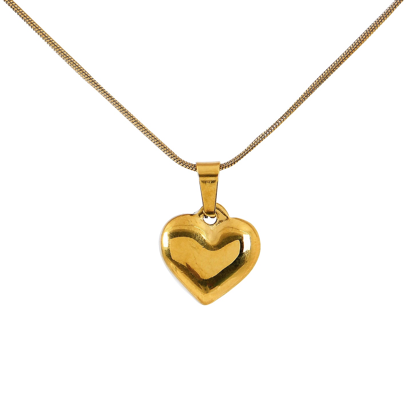 Gold Puffy Heart Necklace for Women – beautifully crafted heart shaped necklace with anti-tarnish finish