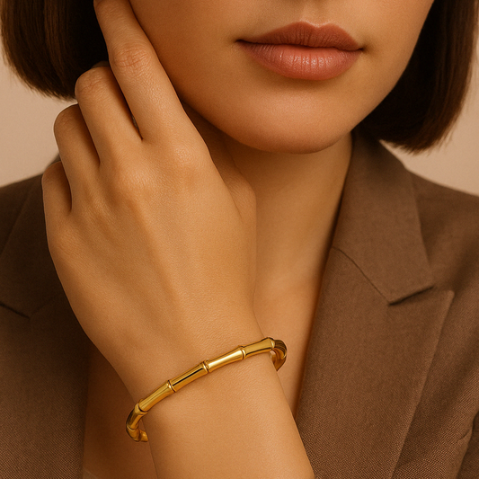Golden Bamboo Minimalist Bracelet for Women – a sleek and simple minimalist bracelet for everyday wear