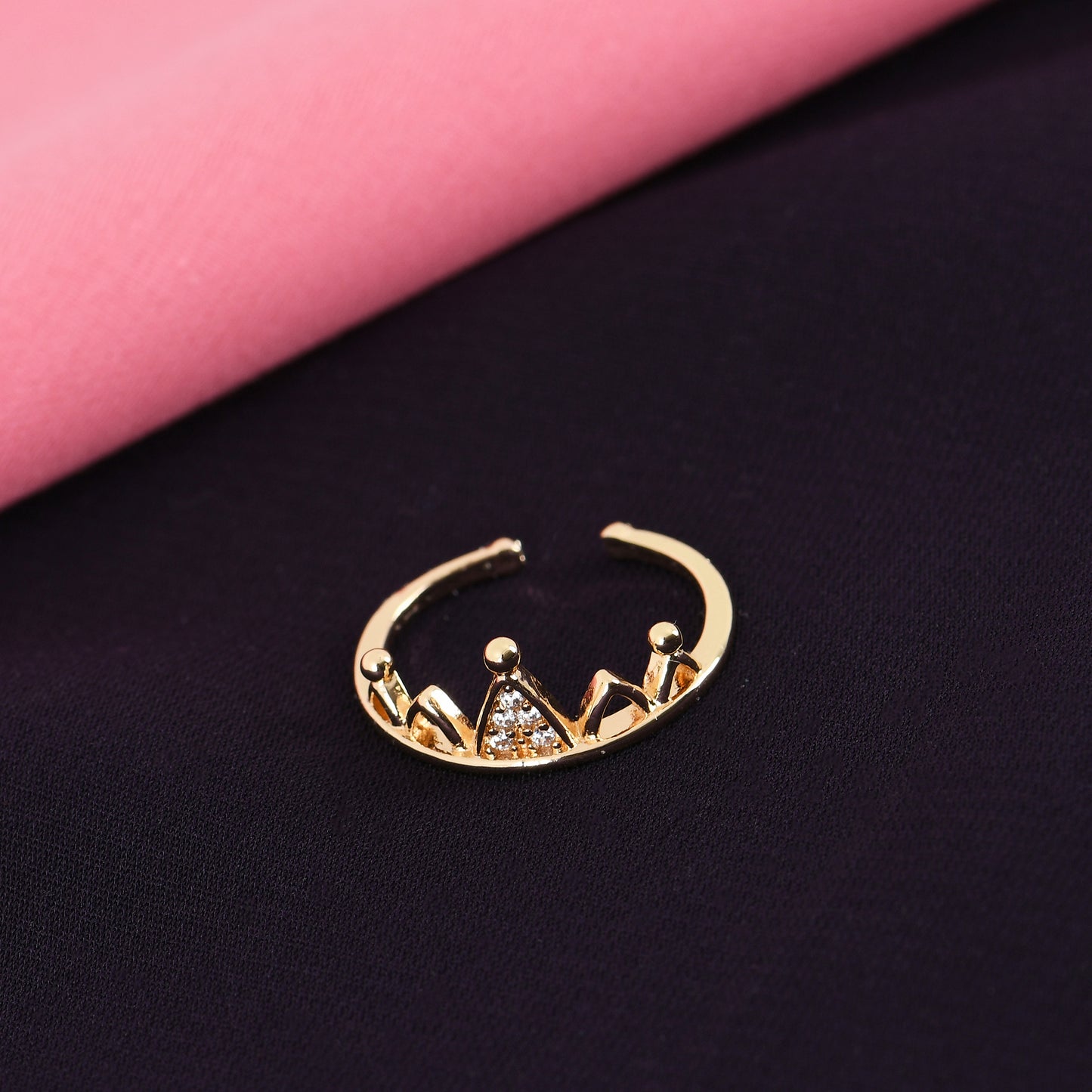 Golden Crown AT CZ Ring For Women – unique and trendy crown ring design