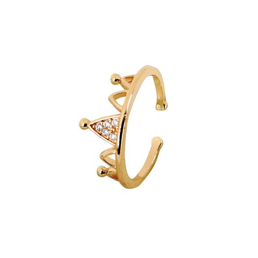 Golden Crown AT CZ Ring For Women – stylish crown ring for girl with premium finish