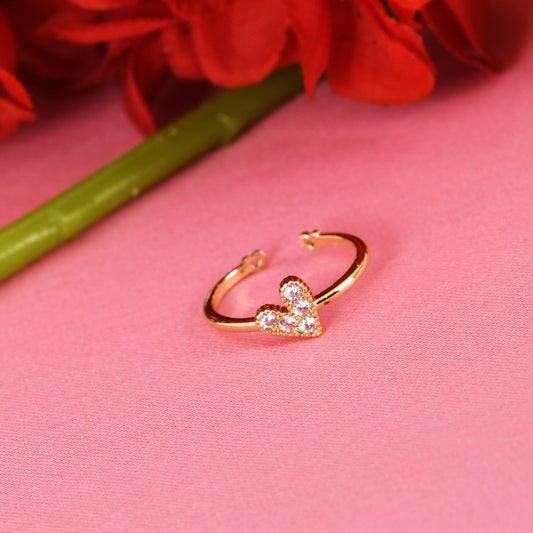 Golden Heart CZ Gold Ring for Women – stylish adjustable rings for every finger size