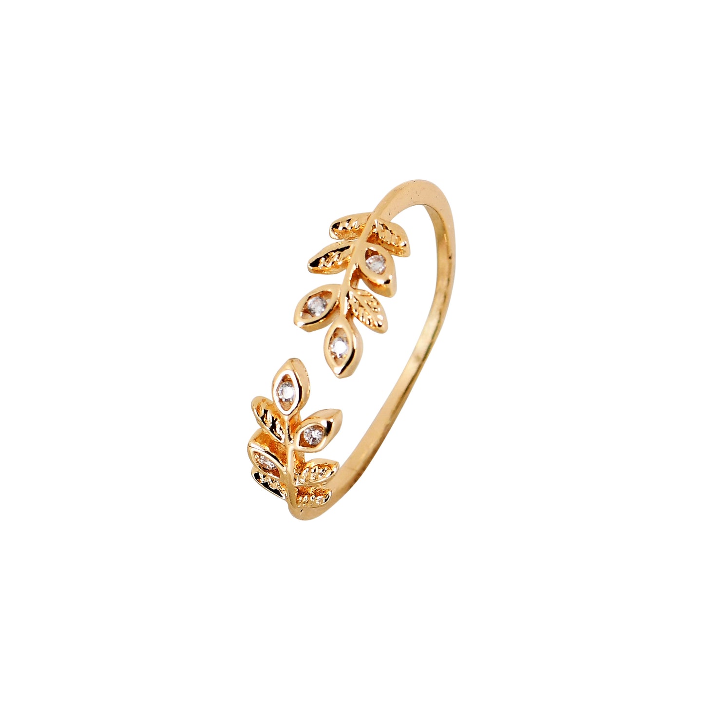 Golden Nature Grace CZ Ring For Women – perfect ring for wife with elegant gold tone and sparkling CZ stones