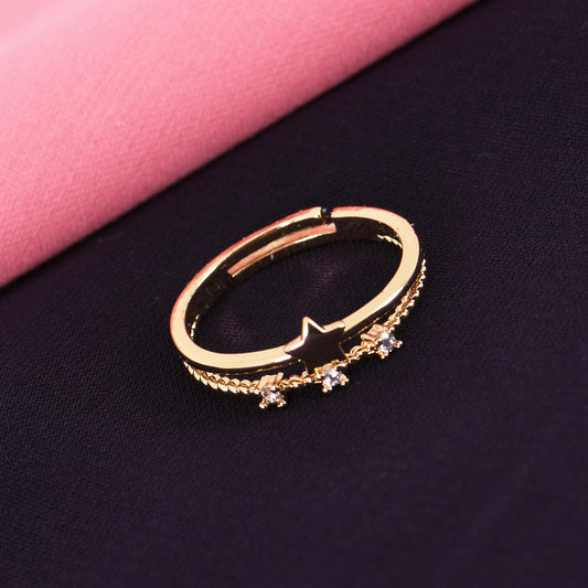 Golden Star CZ Ring For Women – elegant gold ring gift for wife with dazzling CZ finish