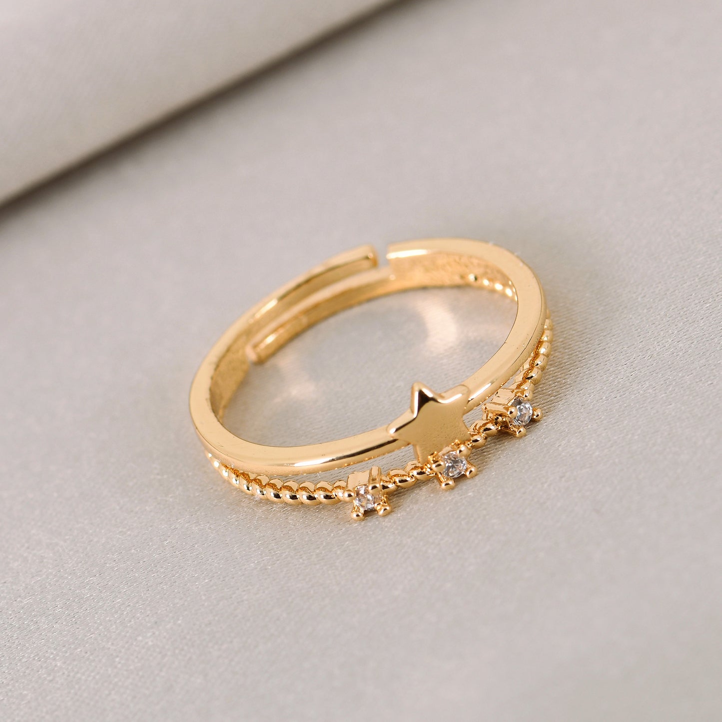 Golden Star CZ Ring For Women – online ring shopping made easy with adjustable design and premium look