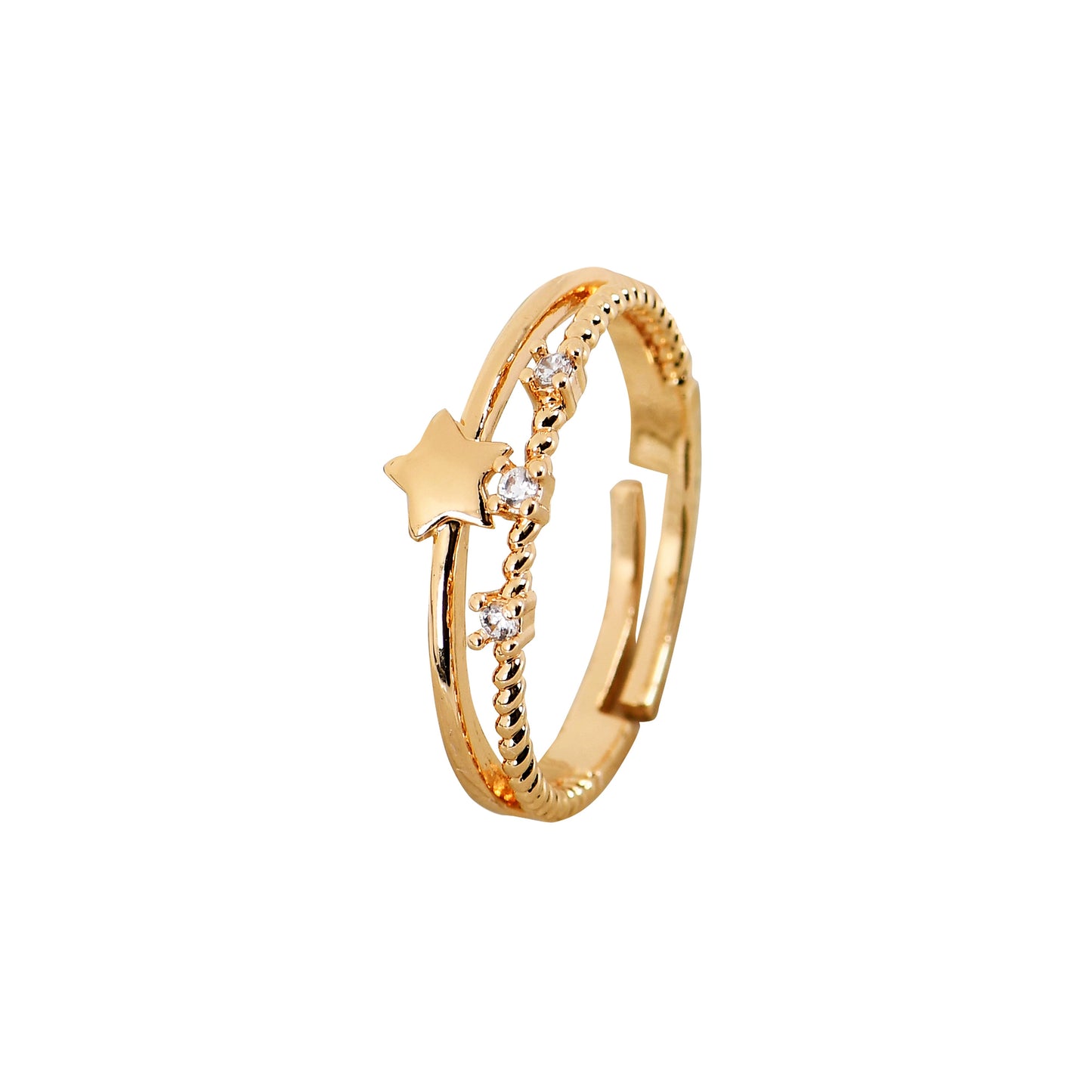 Golden Star CZ Ring For Women – ideal wedding rings for girls with stylish gold plating