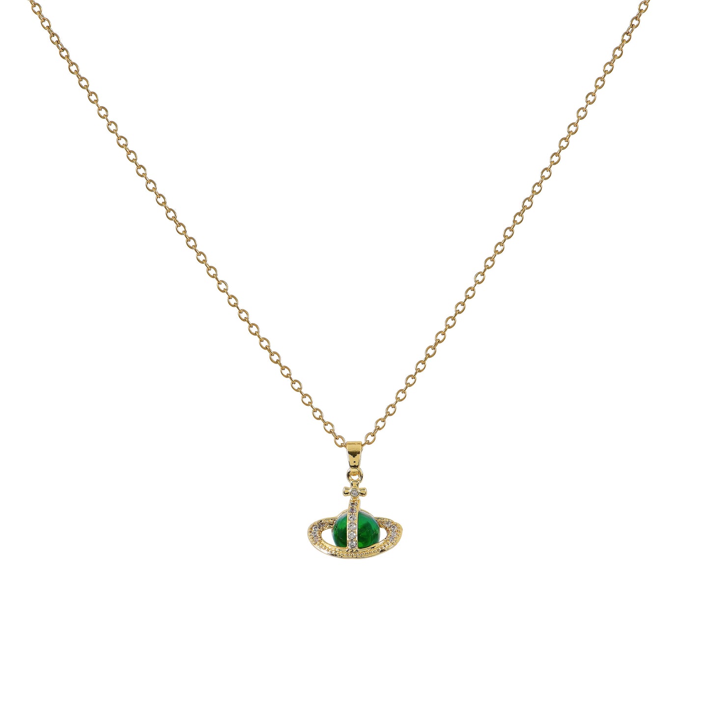 Green Orb Gold Pendant Chain Necklace For Women – a part of our trendy women's necklaces collection for modern styles